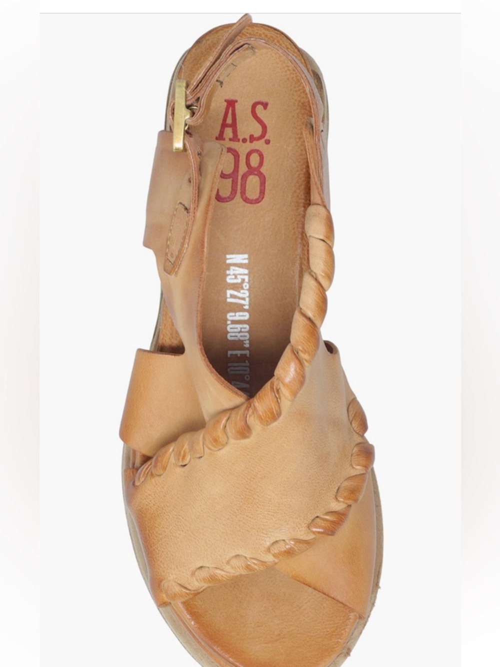 NWT A.S.98 LUMY PLATFORM LEATHER SANDAL IN CAMEL COLOR SIZE EU39/US9 - Picture 7 of 15